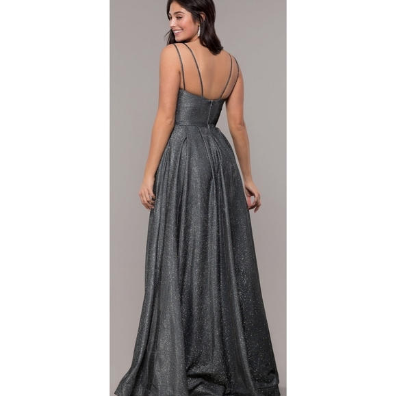 Metallic dark silver sparkly formal gown - Picture 2 of 2
